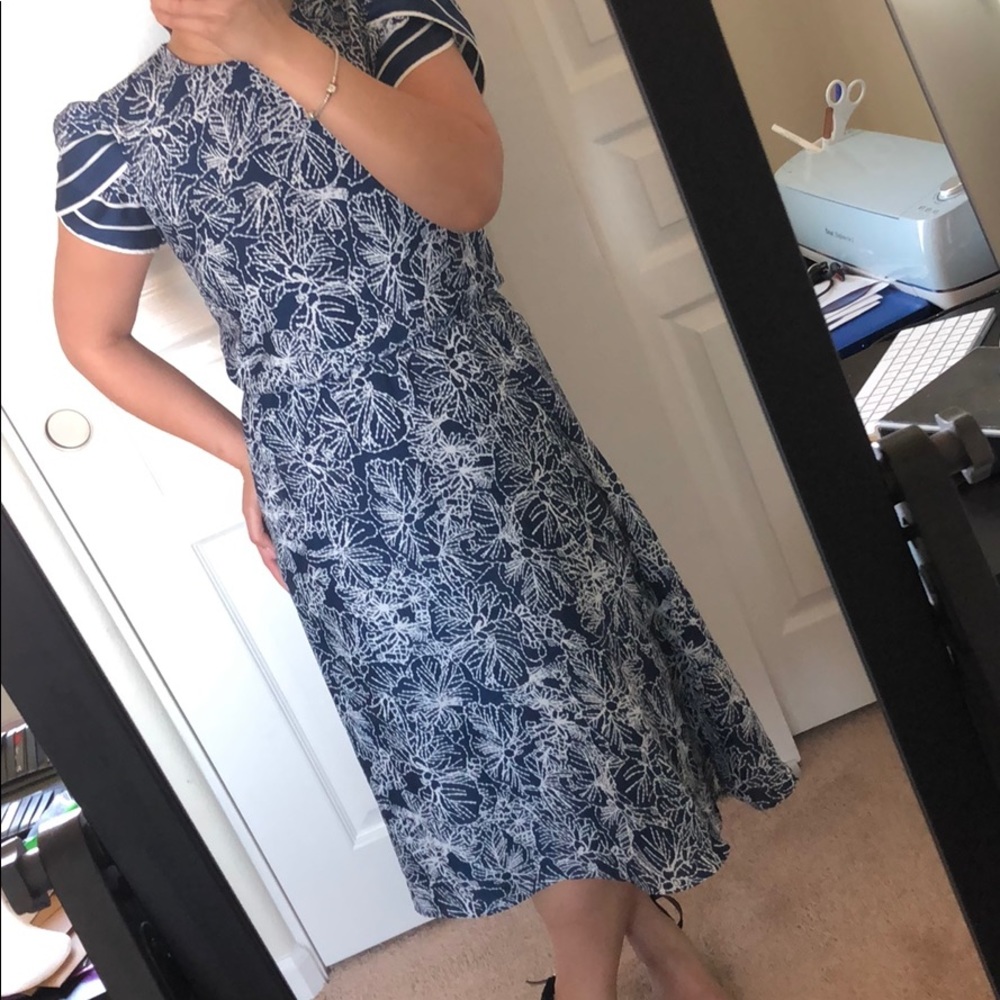 Blue Floral Dress with cute sleeves